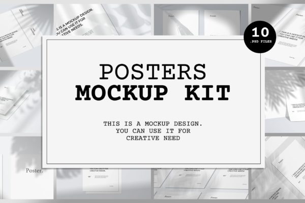 10个不同视角植物阴影背景海报设计效果图样机素材库精选 Poster Mockup Kit