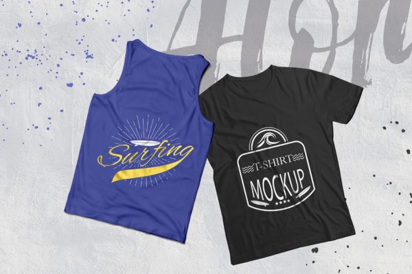 背心&amp;T恤印花设计效果预览样机 Tank Top T Shirt Mockups