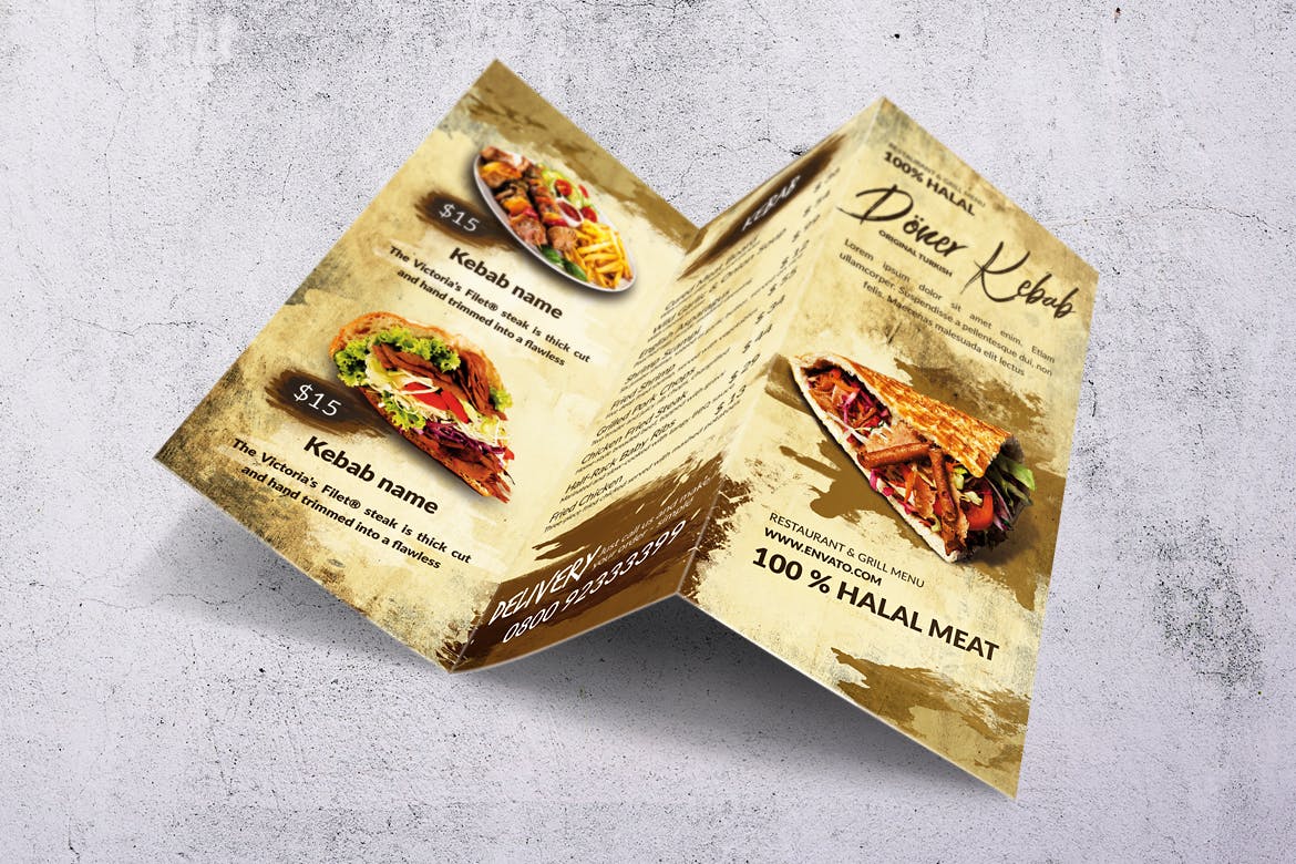 不同国家餐馆三折页菜单设计模板合集 Different Countries Trifold Food Menu Bundle插图(3)