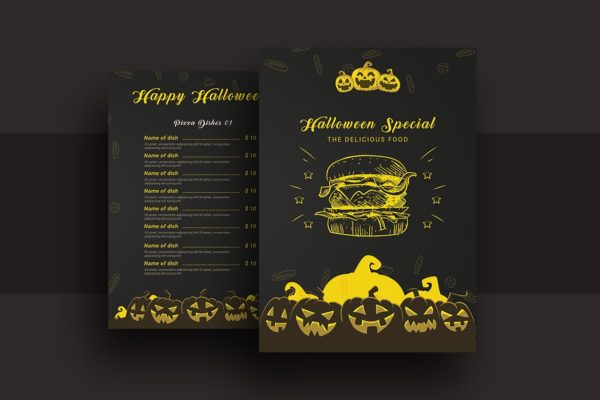 万圣节特色餐厅菜谱素材库精选菜单模板v2 Halloween Special Restaurant Food Menu V-2