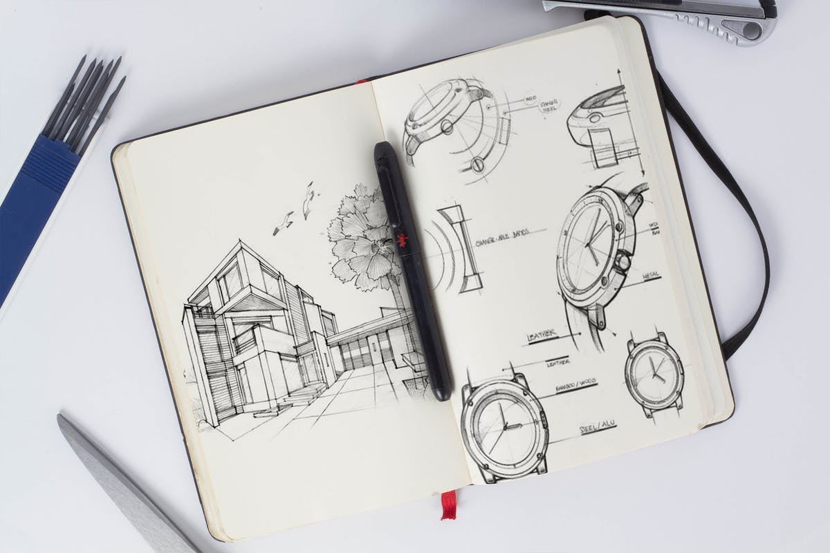 素描笔记本样机展示模板 Sketch Book Mock Up插图