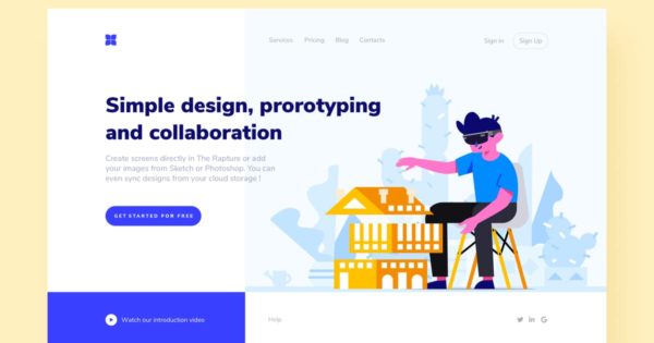 原型设计概念插画网站着陆页设计模板 Prototyping Landing Page Illustration
