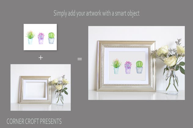 银色金色框艺术作品照片展示样机 Silver photo Frame Mockup Bundle插图(2)