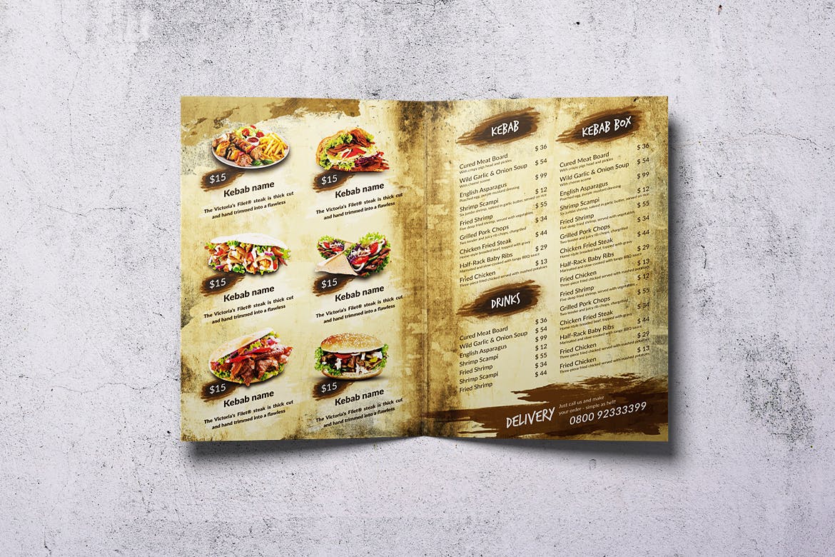 不同国家餐馆双页素材库精选菜单模板合集 Different Countries Bifold Food Menu Bundle插图(2)