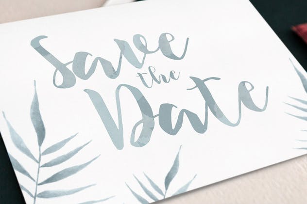 水彩叶子婚礼请柬套装模板 Watercolor Foliage Wedding Invitation插图(2)
