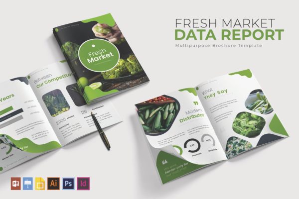 生鲜市场分析数据报告画册设计模板 Fresh Market Data | Report Template