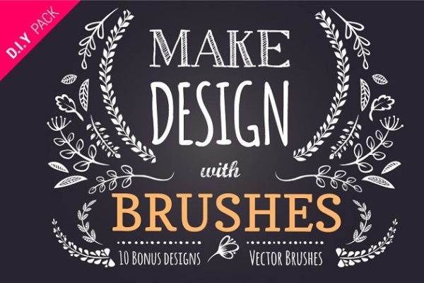 65款手工花卉笔刷+10个Logo模板 65 DIY Floral brushes + 10 logos