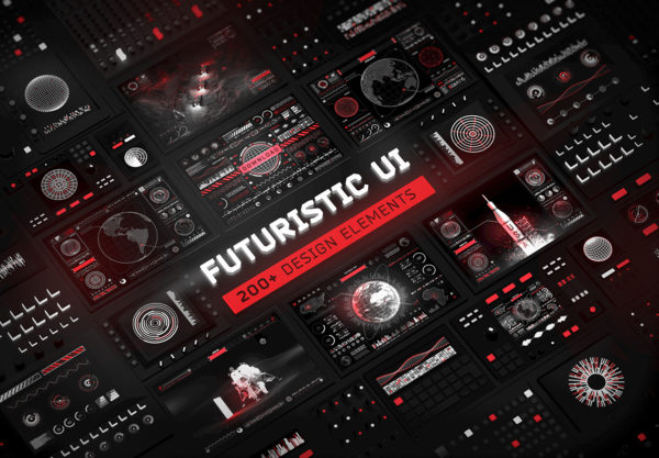 素材库下午茶：科幻HUD仪表盘UI素材套装下载[Ai,PSD]