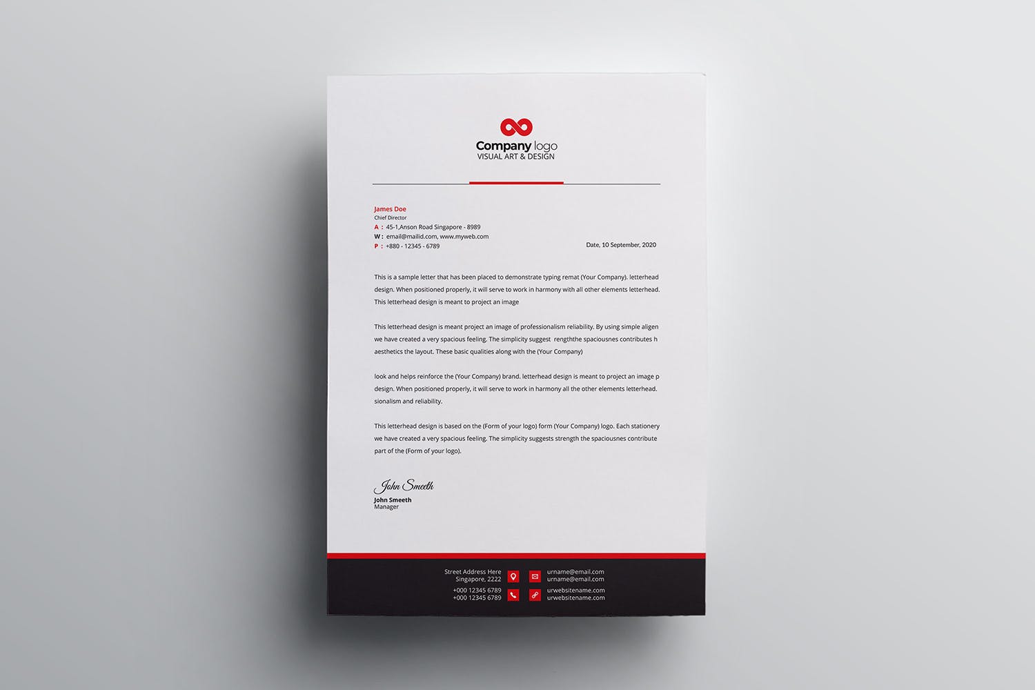 信息科技企业信封设计模板v3 Letterhead插图(3)