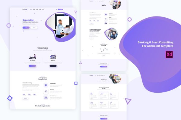 网上银行&amp;金融贷款主题网站设计XD模板 LoanAg-Banking &amp; Loan For Adobe XD template
