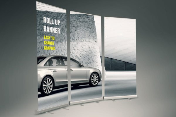 易拉宝X展架海报设计效果图样机素材库精选模板 Roll-up Banner Mock-up