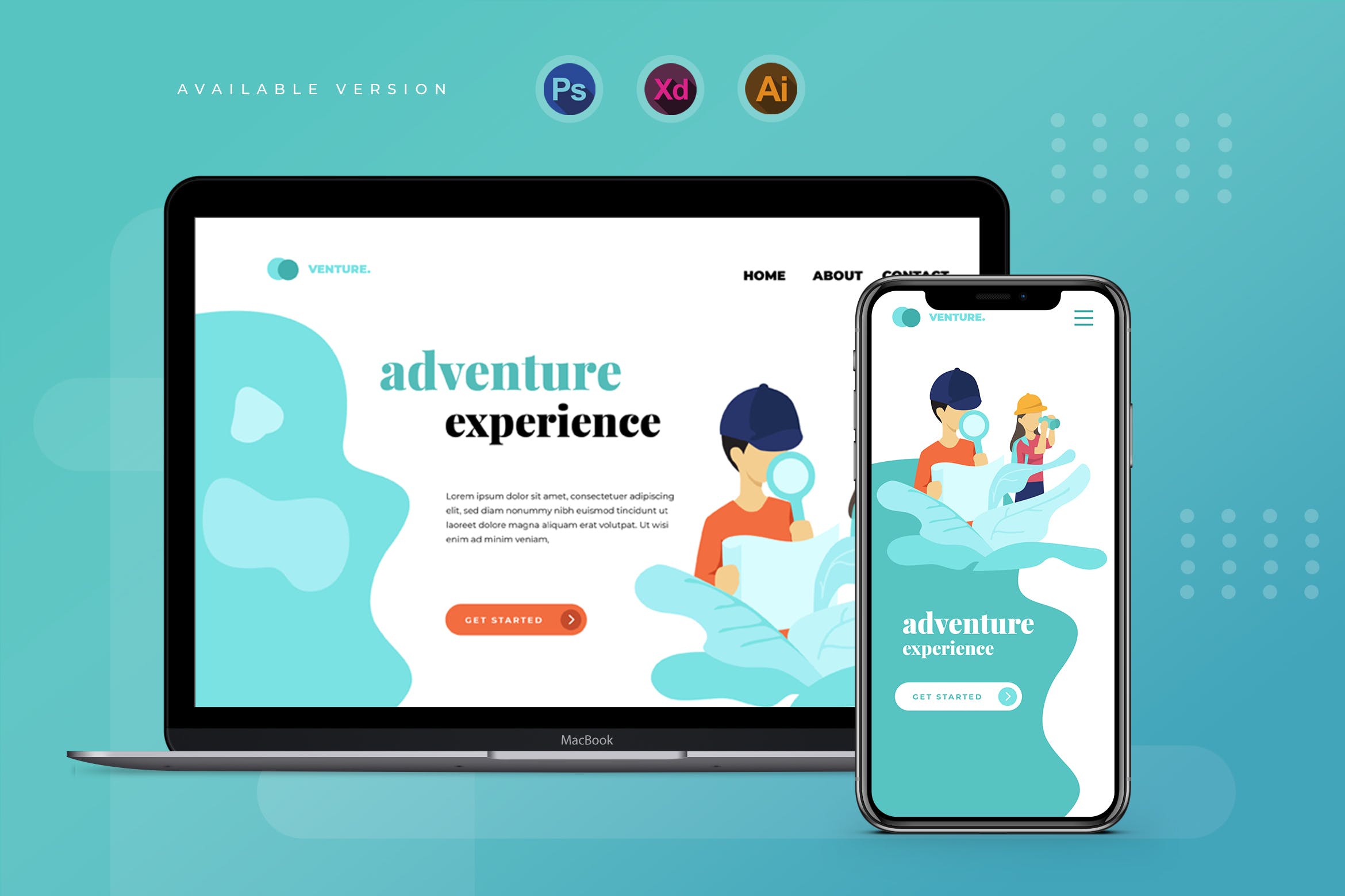 儿童冒险主题网站Banner&着陆页设计矢量插画 Child Adventure  – Banner & Landing Page插图