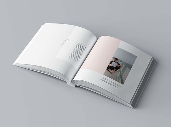 方形软封图书内页版式设计效果图样机素材库精选 Square Softcover Book Mockup