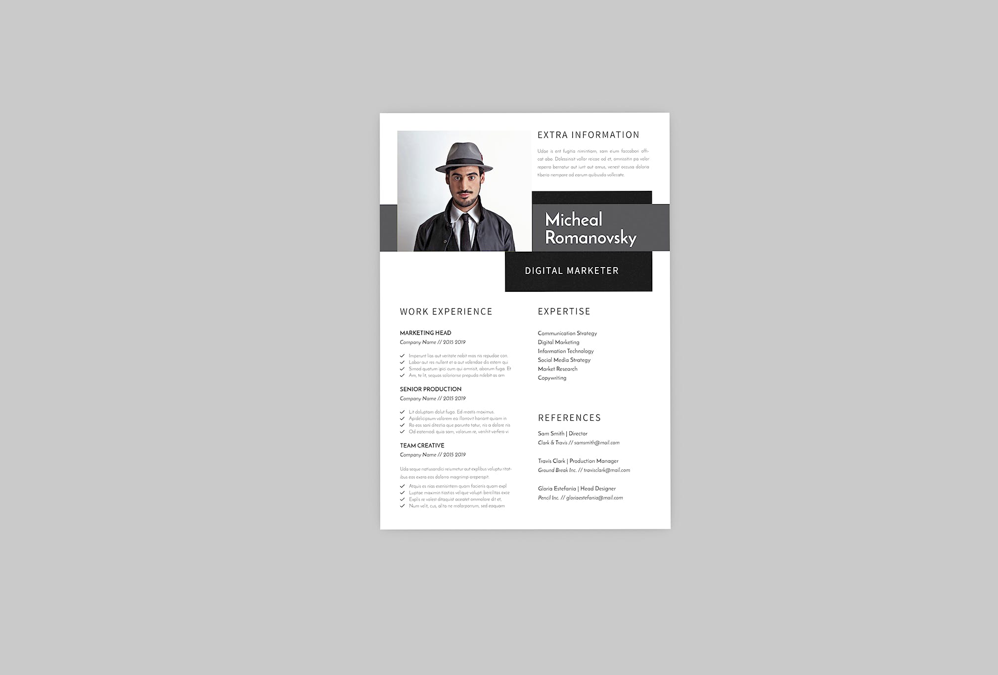 数字营销经理素材库精选简历模板 Micheal DIgital Resume Designer插图(3)