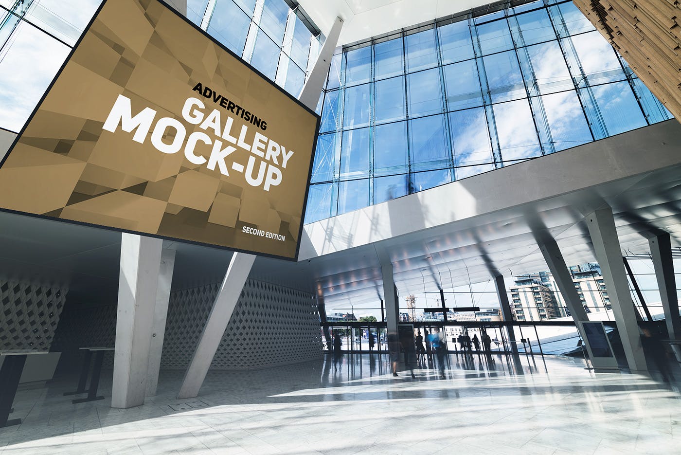 展厅画廊巨幅海报设计图样机素材库精选模板v3 Gallery Poster Mockup v.3插图(2)