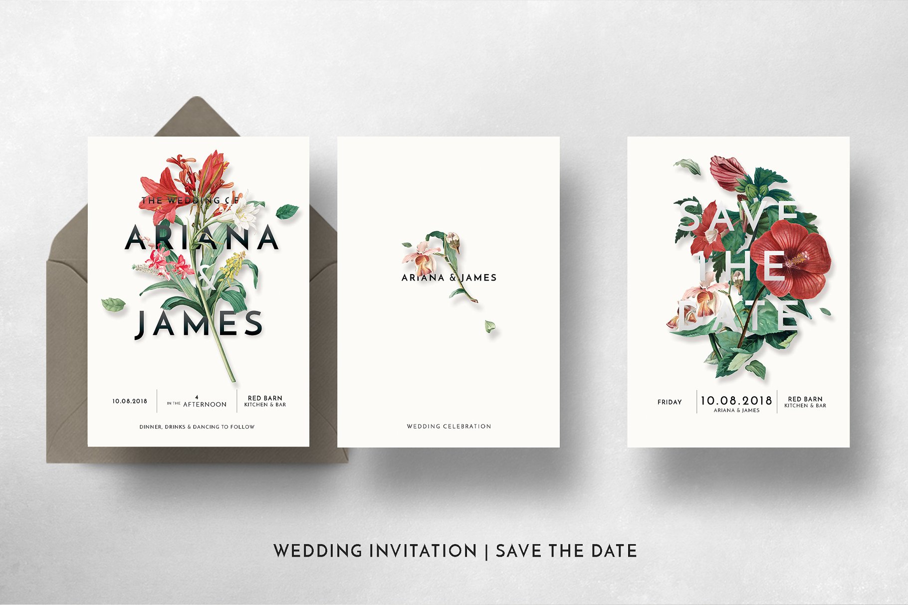 现代古典花卉婚礼设计物料模板 Modern Vintage Floral Wedding Suite插图(7)