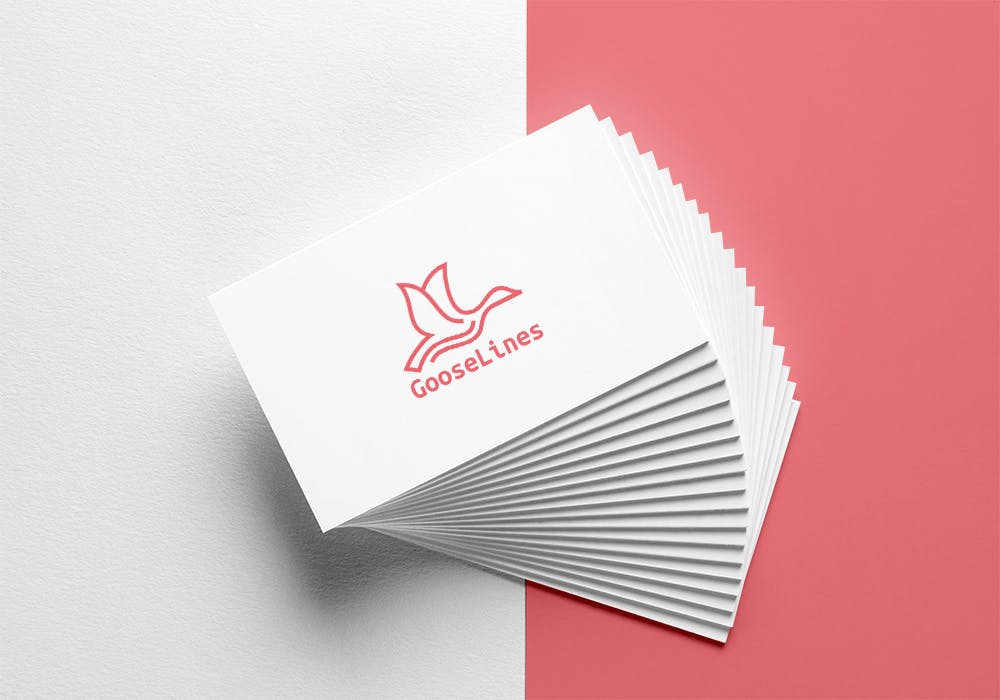 天鹅简笔画线条图形Logo设计素材库精选模板 Goose Lines Logo插图(2)