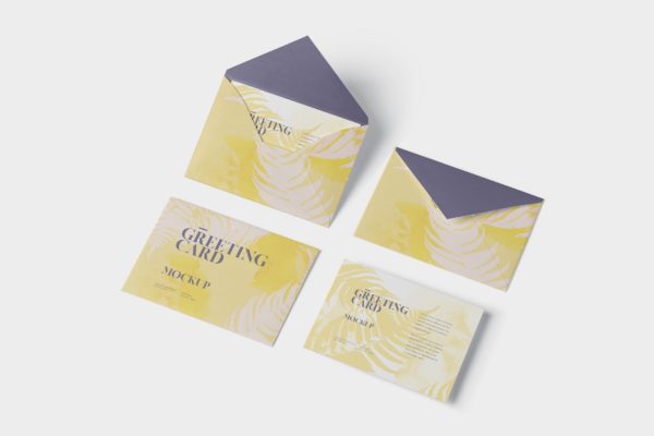 高端企业信封&amp;贺卡设计图素材库精选 Greeting Card Mockup with Envelope – A6 Size