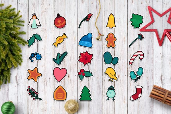 圣诞节&amp;冬季主题贴纸图案矢量设计素材包 Christmas And Winter Stickers Set