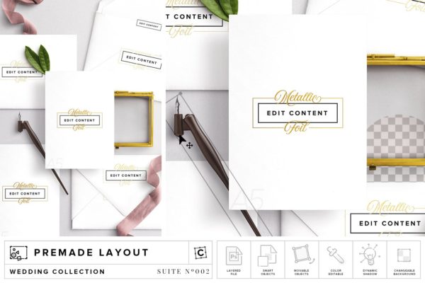 A5邀请函和信封样机 A5 Invitation &amp; Envelope Mockup