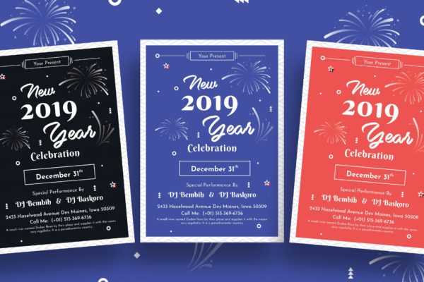 新年主题DJ音乐派对海报传单模板v1 New Year Party Flyer-01