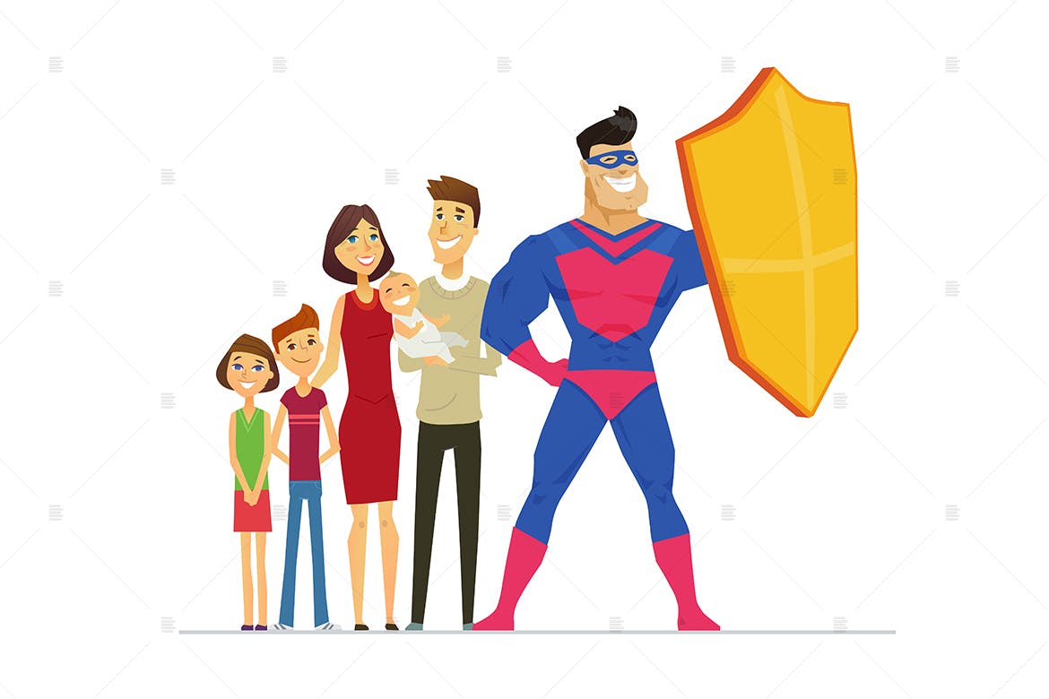 保险服务主题扁平设计风格矢量插画素材库精选素材 Insurance service – flat design style illustration插图