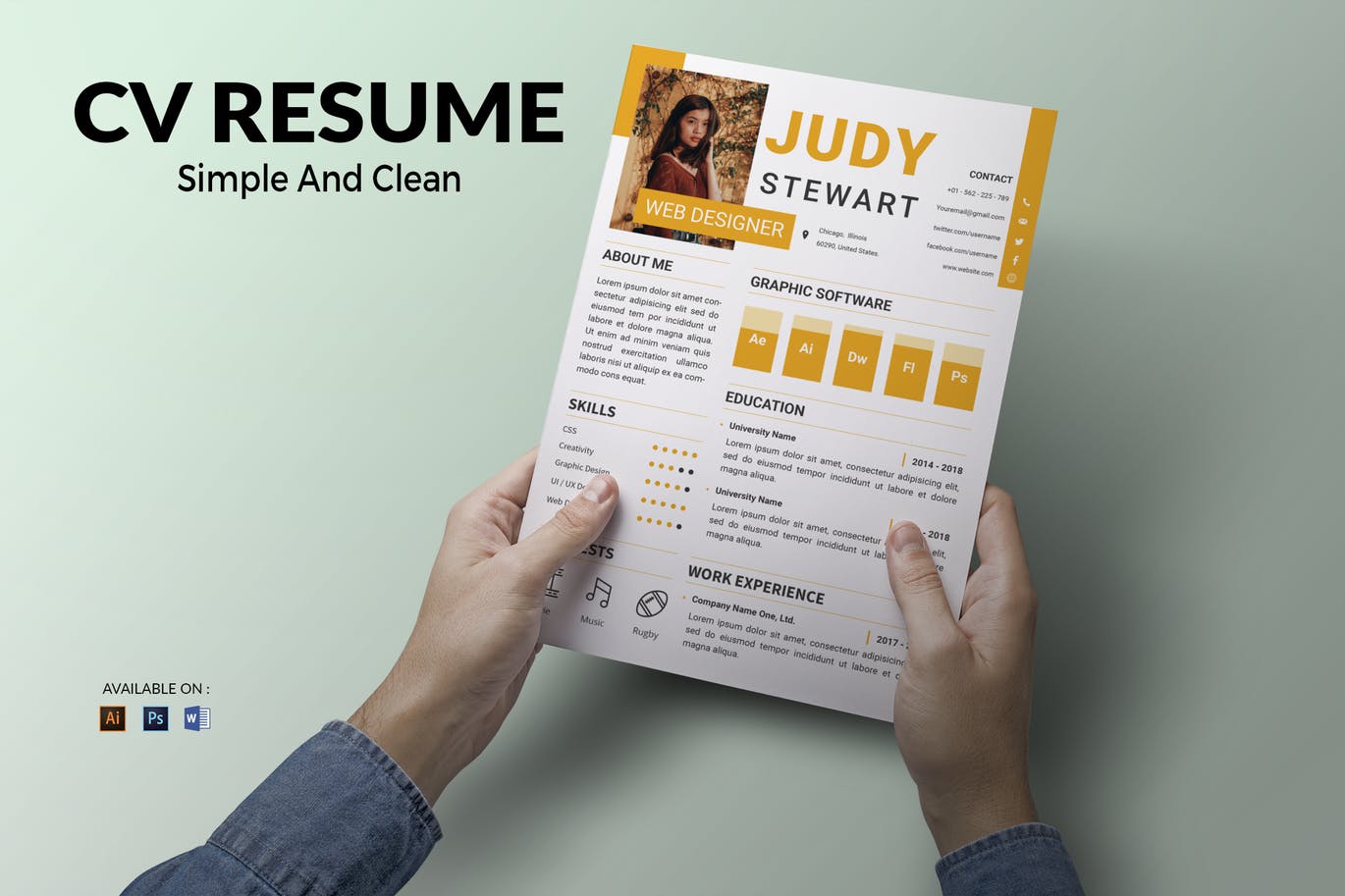 网页设计师职位应聘简历模板 CV Resume Modern插图