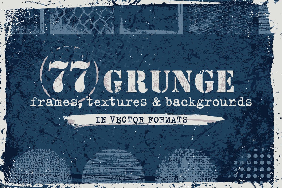 复古工业设计风格纹理/背景/图形素材 Vector Grunge Textures, Backgrounds, Frames Set插图