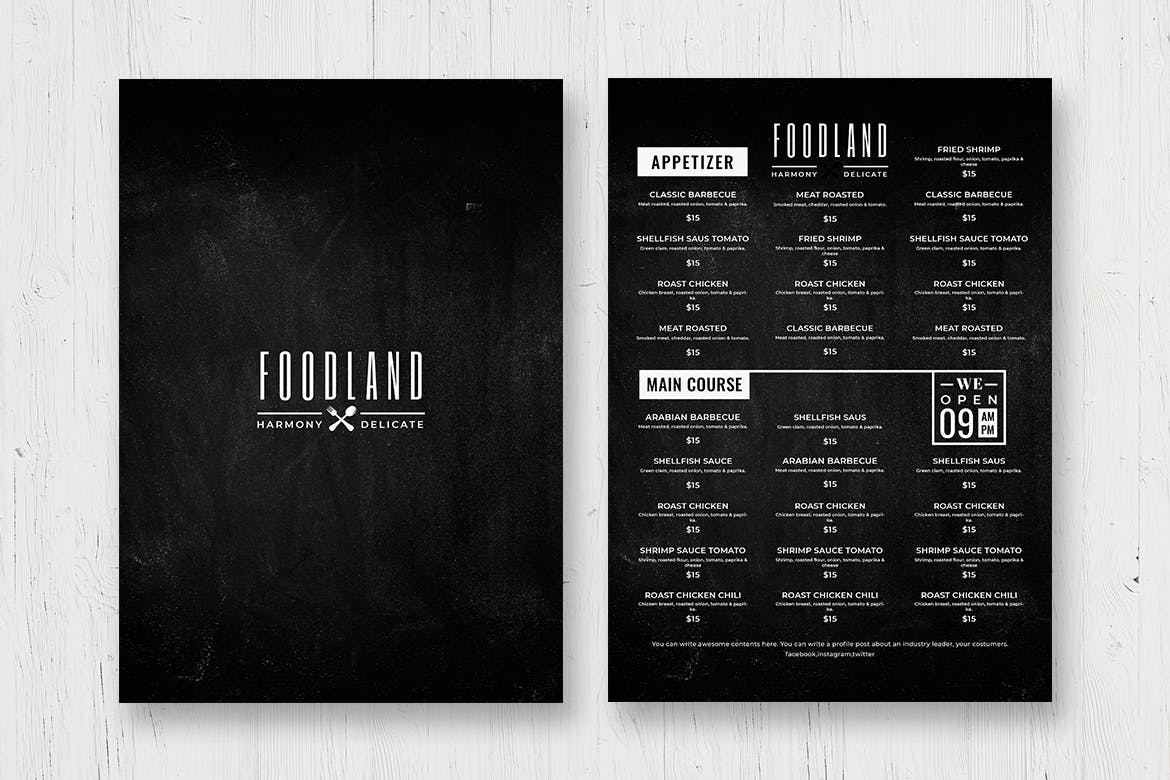 黑板画风格西餐厅素材库精选菜单模板v46 Blackboard Food Menu. 46插图(2)