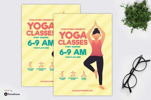 瑜伽培训课程推广宣传单设计模板 Yoga Classes – Flyer GR