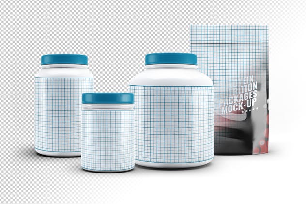 运动营养补充剂包装设计素材库精选模板 Sport Nutrition Packages Mock-Up插图(1)
