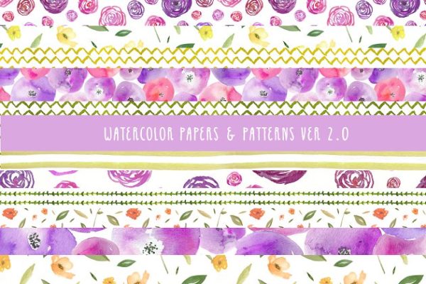 水彩花卉植物图案纹理 Watercolor Patterns 2