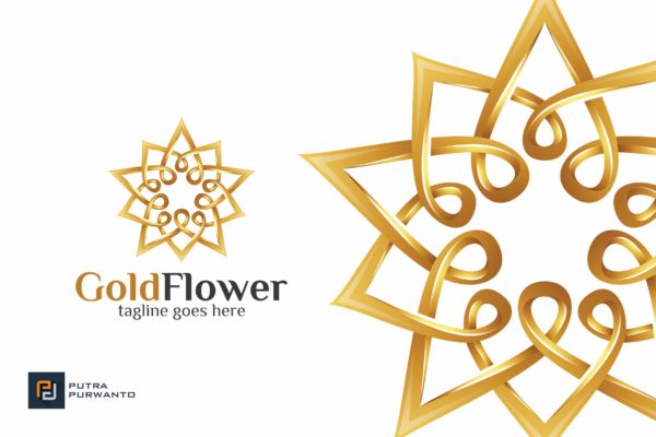 金色花卉几何图形/曼陀罗风格Logo设计素材库精选模板 Gold Flower / Mandala – Logo Template