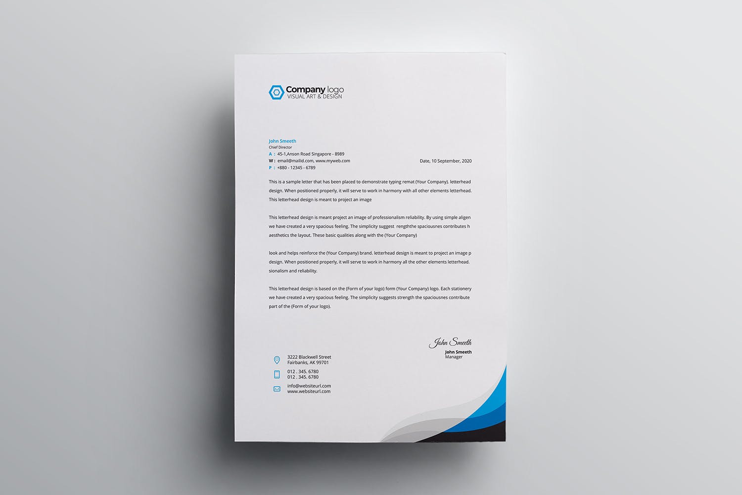 简约风企业信笺信纸设计模板 Letterhead插图