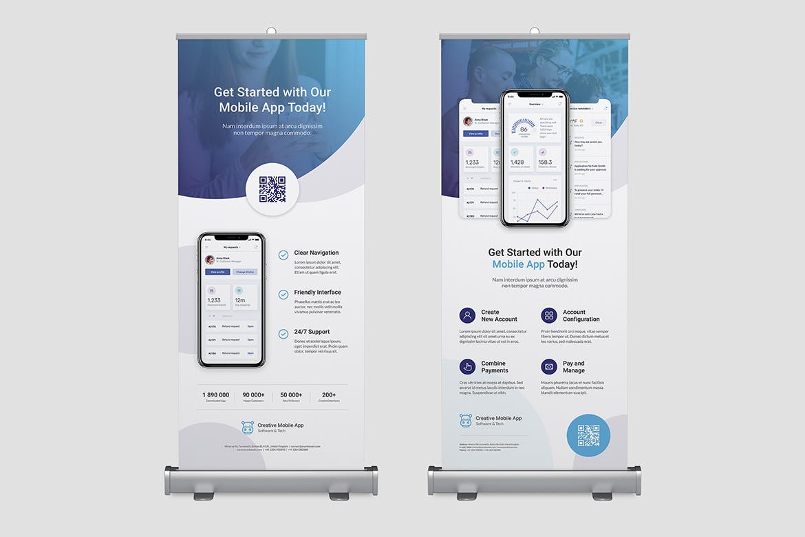 创意APP应用推广易拉宝X展架广告Banner设计模板 Creative App – Roll Up Banner插图(2)