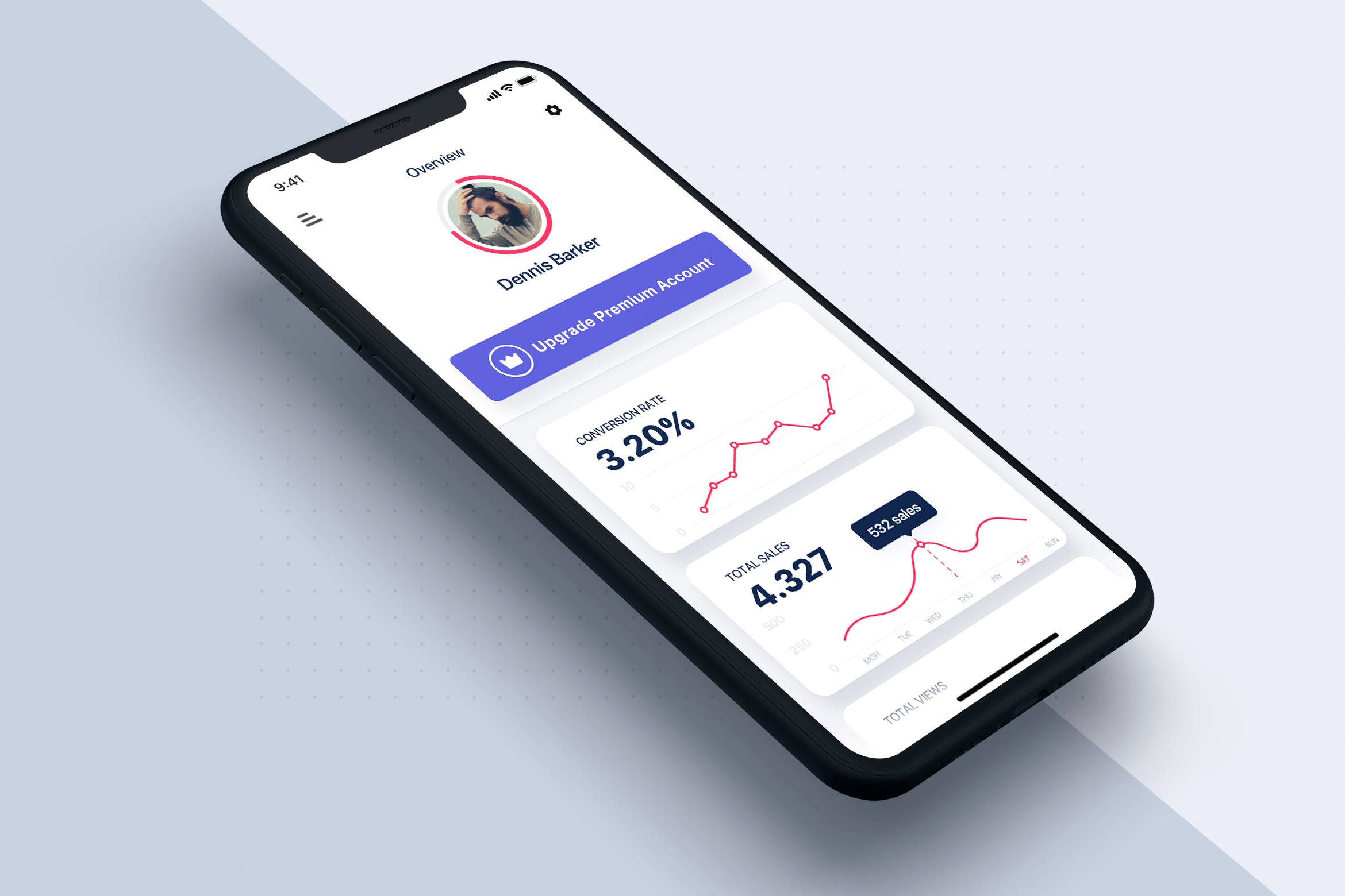 数据统计分析APP应用用户界面设计模板 Analysis Data & Statistics UI mobile App插图