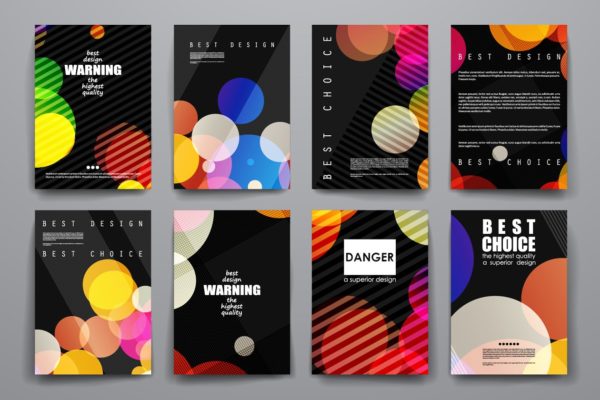 多彩圆形抽象图案小册子 Set of Abstract Brochures