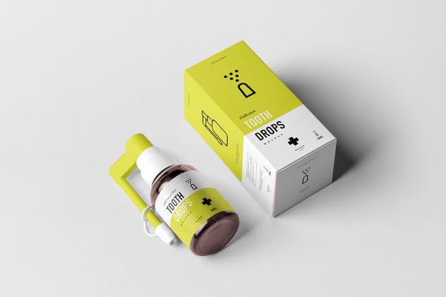 牙齿滴涂器滴瓶口腔药物包装样机模板 Tooth Drops Applicator Mock-up插图(4)