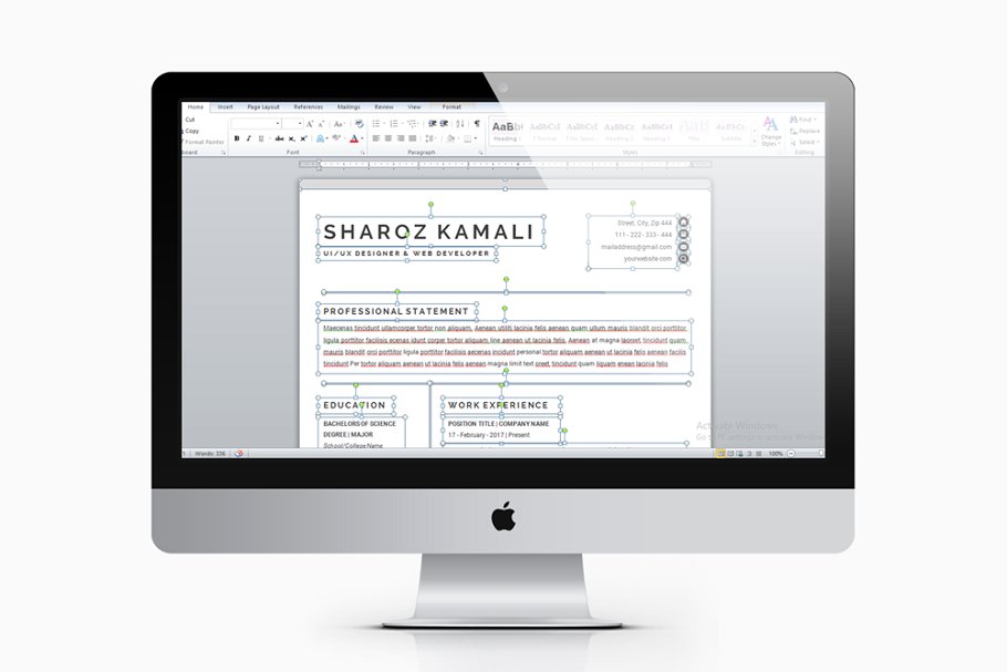 一份4页清爽明了的简历模板 Resume/CV Template 4 Pages Pack插图(4)