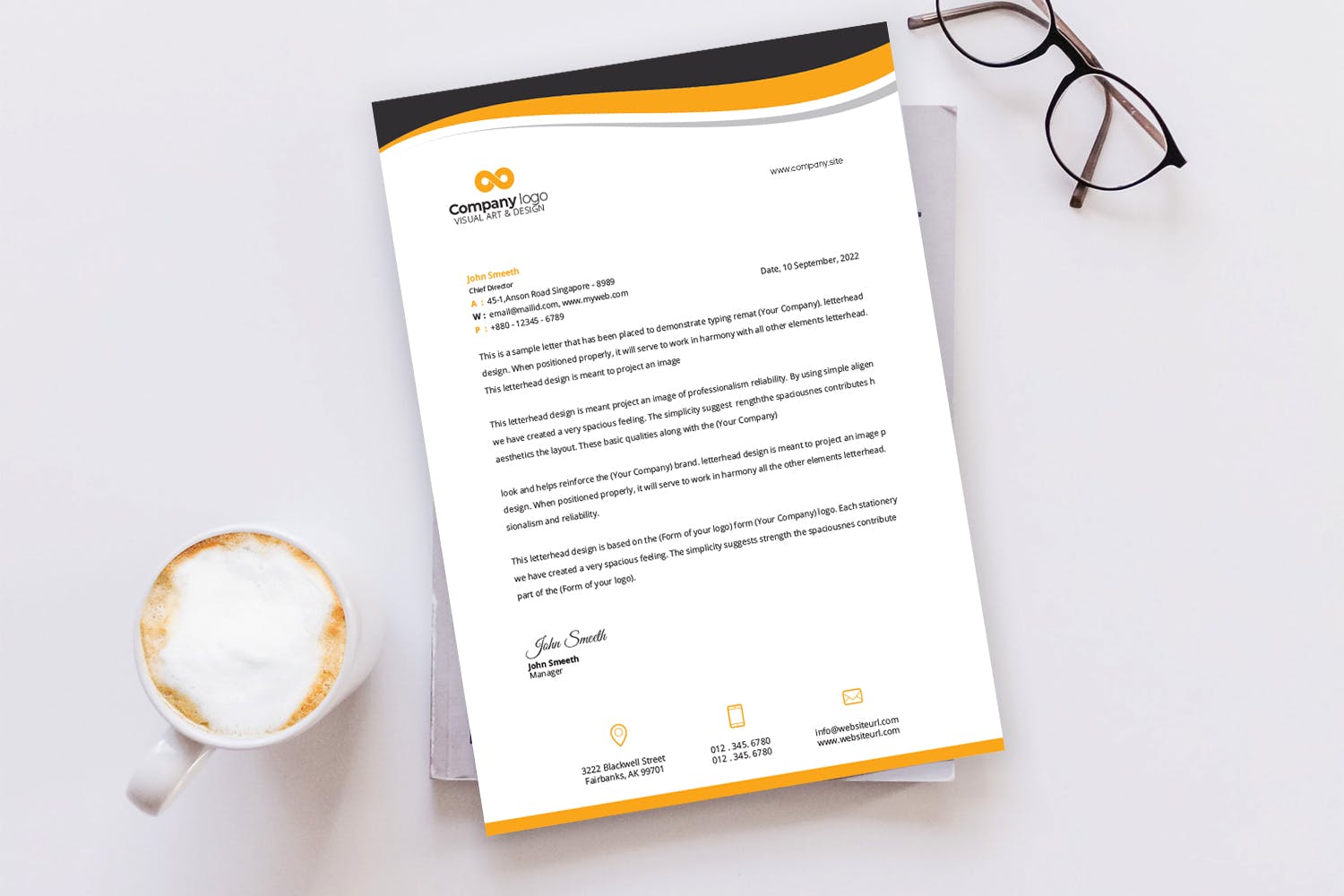科技企业标准信纸设计模板 Letterhead插图(3)