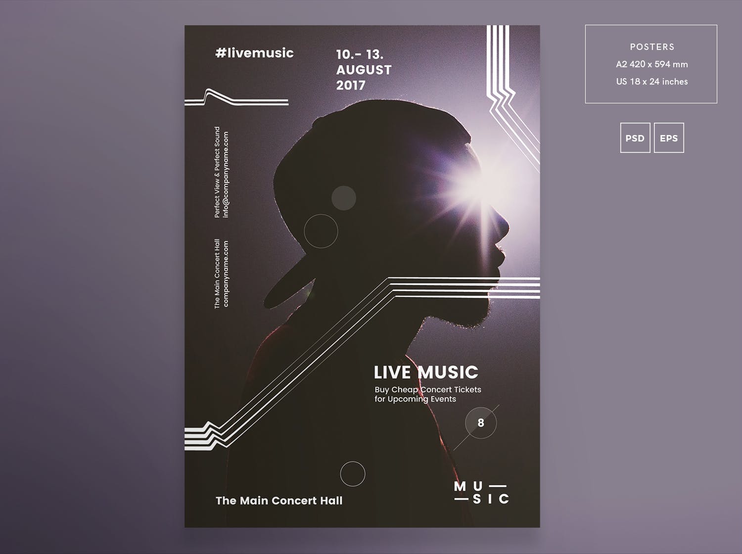 音乐会活动宣传传单和海报设计模板 Music Concert Flyer and Poster Template插图(3)