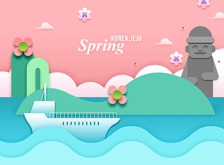 春季创意卡通插画海报模板PSD插图(4)