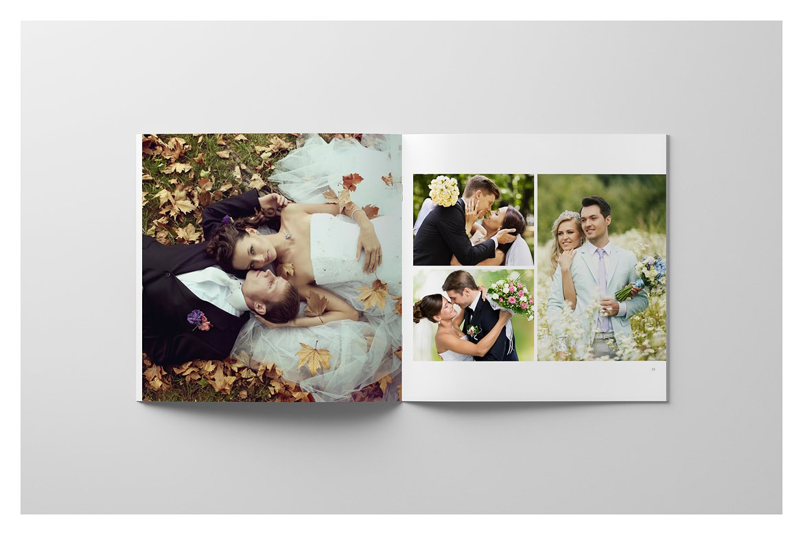 唯美极简的正方形婚纱照相册模板下载 Minimalist Square Wedding Album [indd,psd]插图(10)