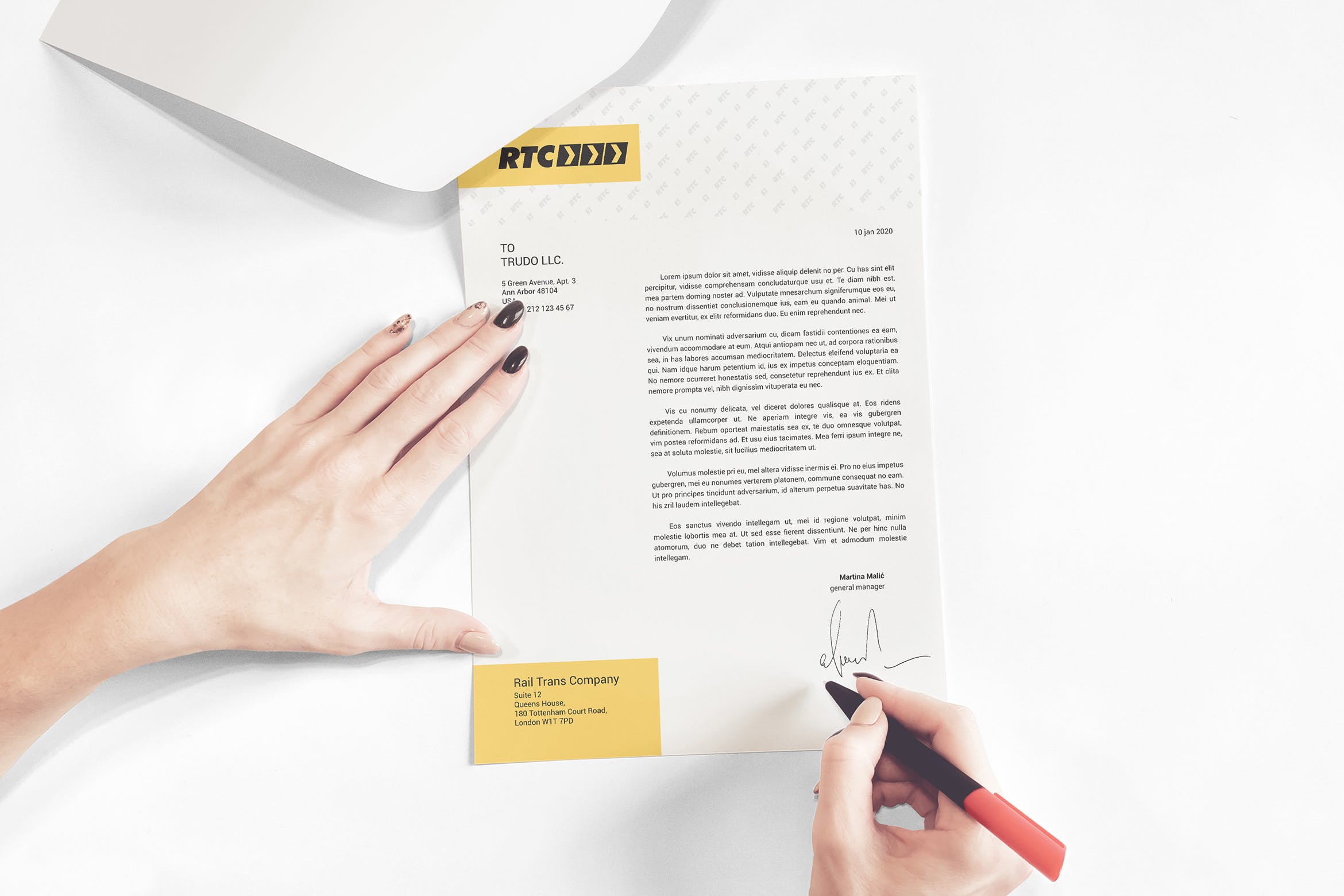 A4纸张/商业信函/信头印刷图素材库精选模板 A4 Paper / Business Letter / Letterhead Mockup插图