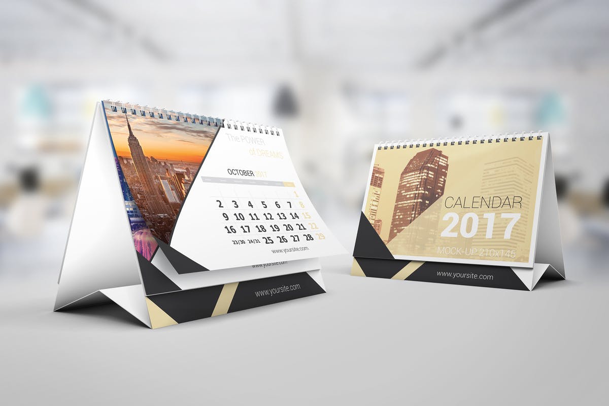 桌面立式翻页日历设计图样机素材库精选模板 Desk Calendar Mock-Up插图