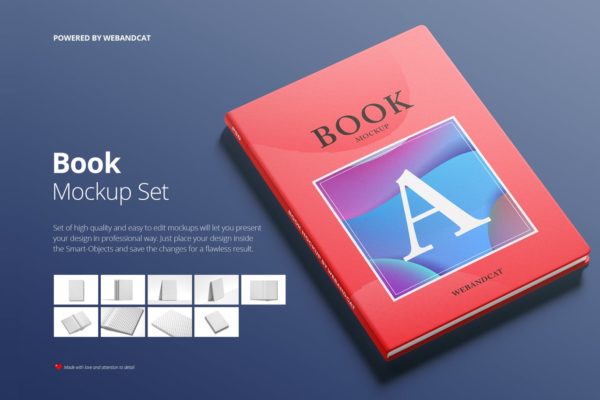9套高质量且易于编辑记事本/书籍样机素材库精选 Book Mockup Set