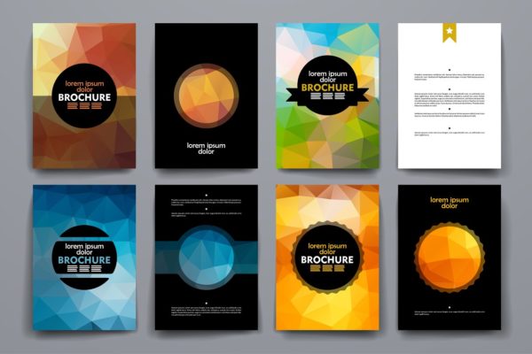 抽象几何图形小册子模板 Geometric Style Brochures.