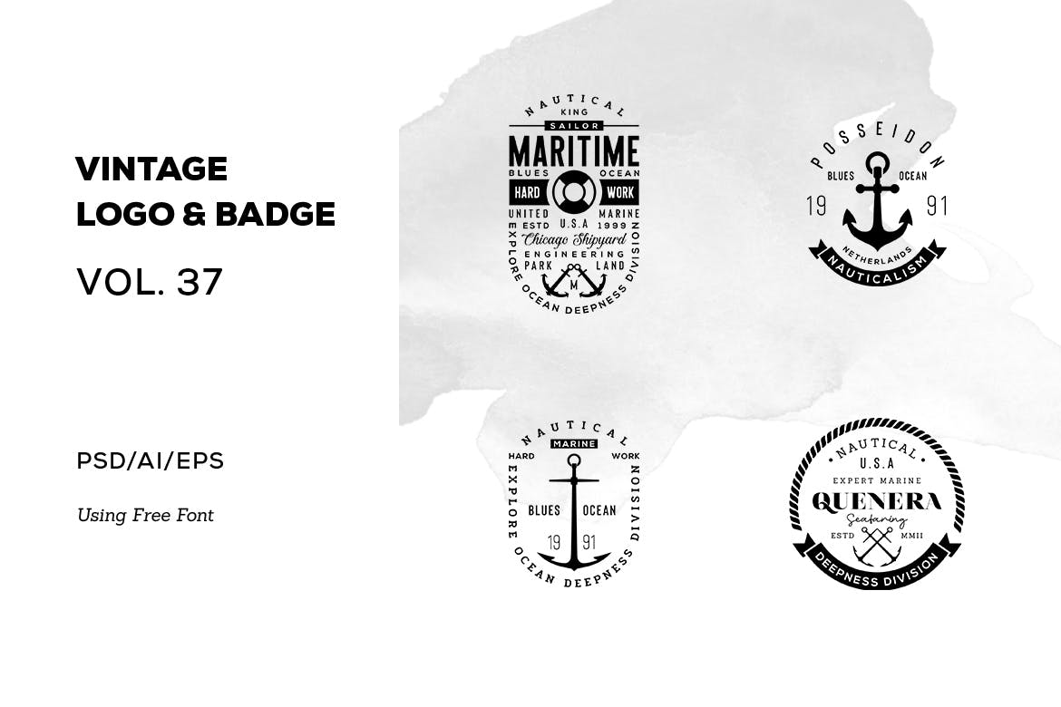 欧美复古设计风格品牌素材库精选LOGO商标模板v37 Vintage Logo & Badge Vol. 37插图