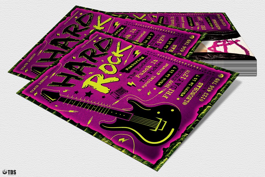 重金属摇滚音乐海报传单PSD模板V.2 Hard Rock Flyer PSD V2插图(3)