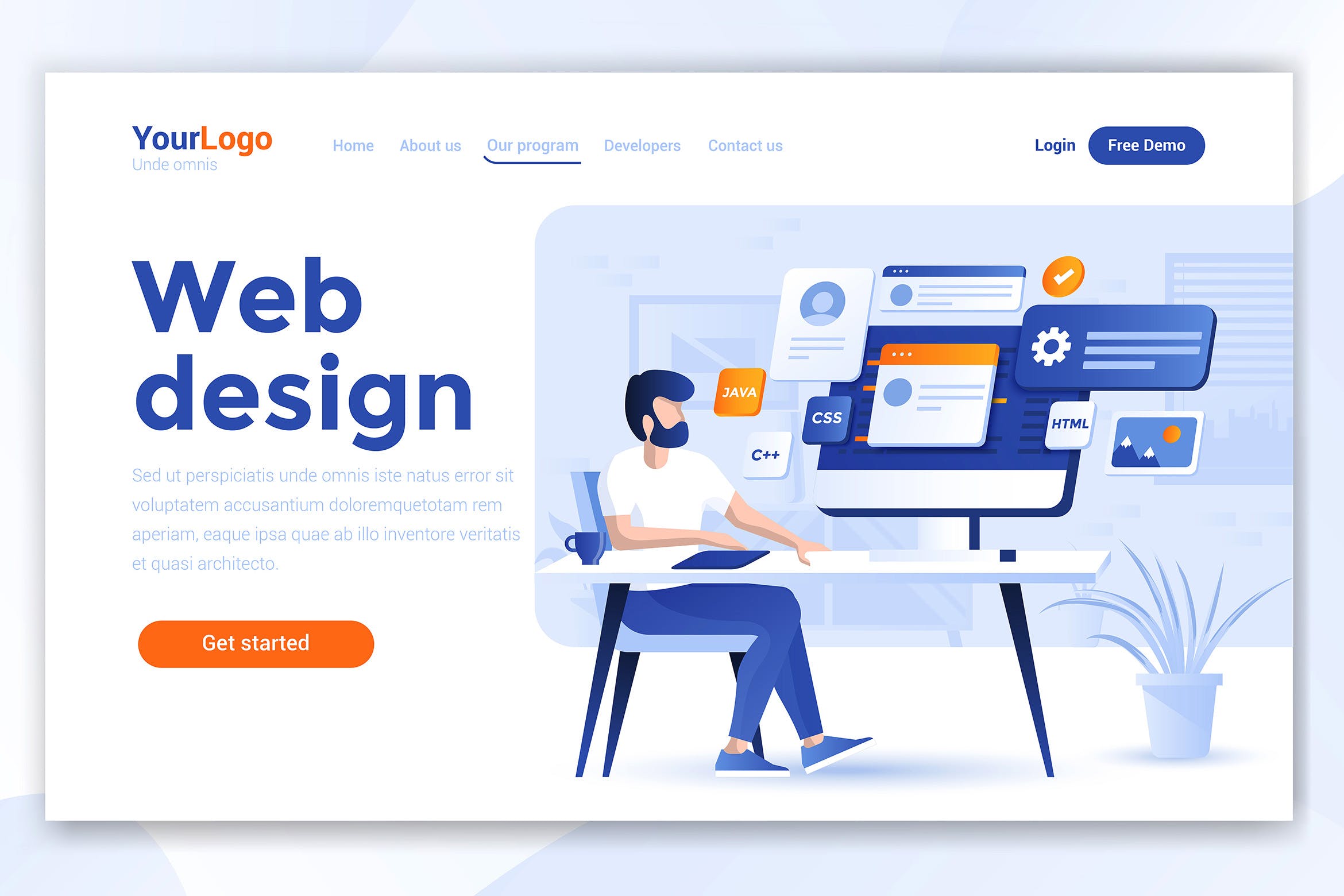 网站着陆页设计网站设计开发主题素材库精选概念插画素材 Landing page template of Web Design插图